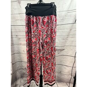 APT. 9 Women's XL Paisley Print Wide Leg Palazzo‎ Lounge Pants Black Red